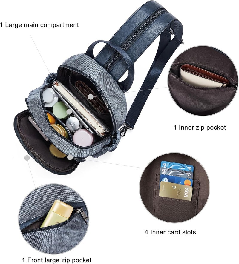 CLUCI Sling Bag for Women Leather Women's Backpack Small Convertible Backpack Purse Crossbody Bag for Travel - Image 4